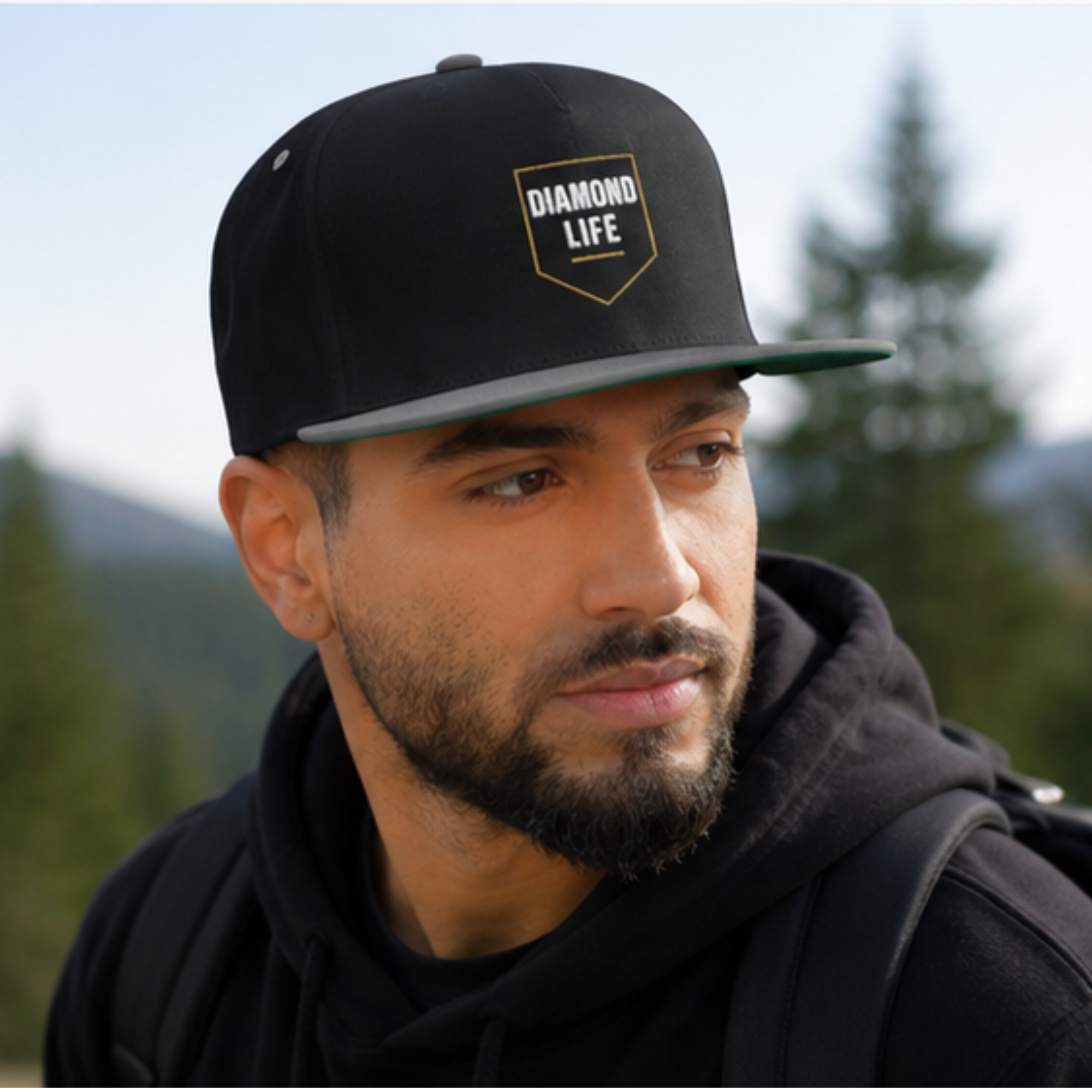 Diamond Life Baseball Snapback Hat - Black/Grey