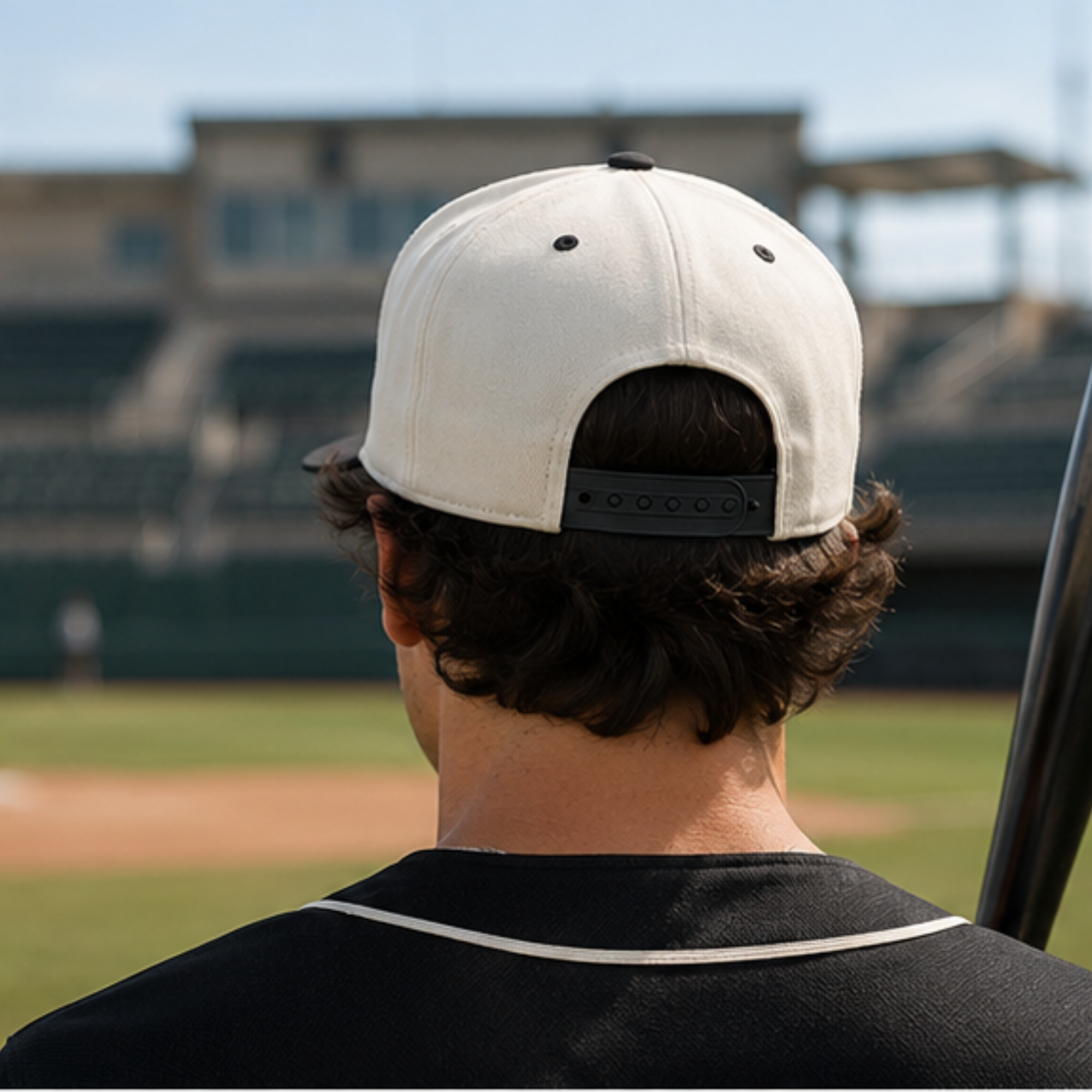 DL Baseball Snapback Hat - Cream & Black