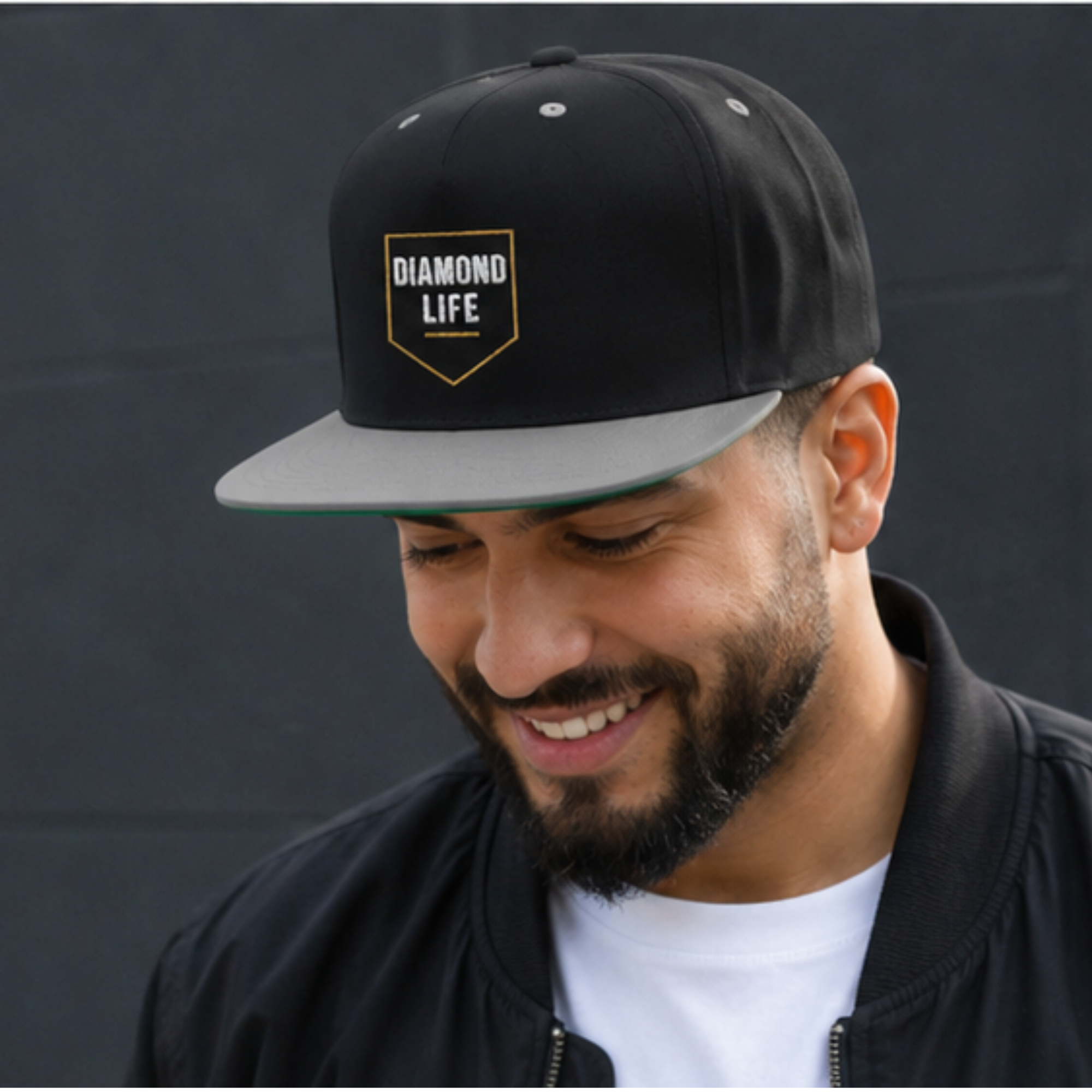 Diamond Life Baseball Snapback Hat - Black/Grey