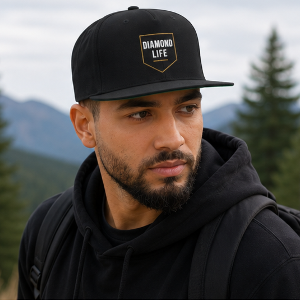 Diamond Life Baseball Snapback Hat - Black